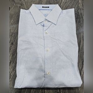 Bugatchi Men's Sky Blue Pinstripe Dress Shirt